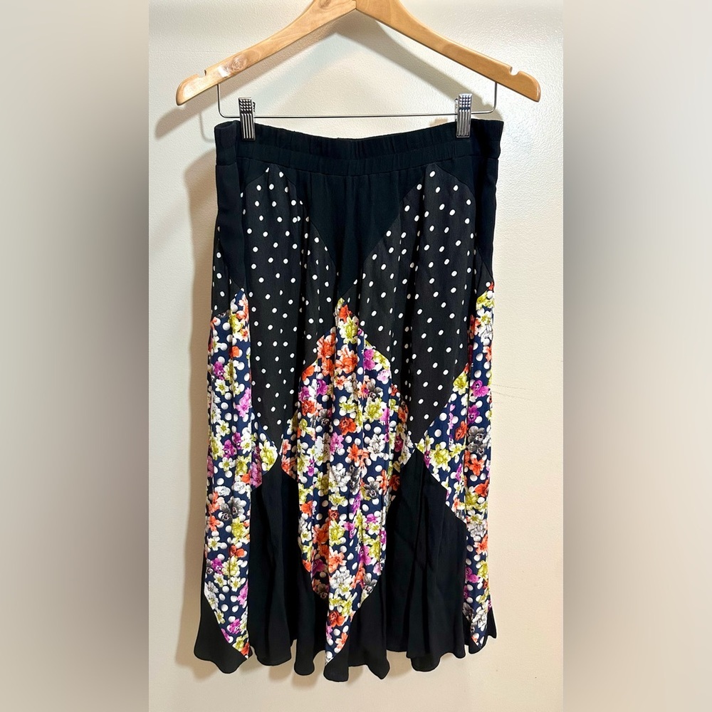 Maeve by Anthropologie Diamond Mosaic Midi Skirt Black Motif Size L